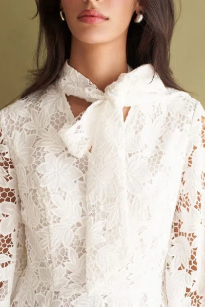 Vasiliki Mirabel Lace Midi Dress In Neutral