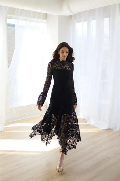 Vasiliki Leila High Neck Lace Dress In Black