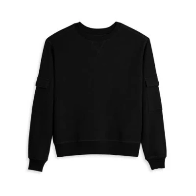 Tomboyx Modal Cloud Waffle Long Sleeve Cargo Crew In Black