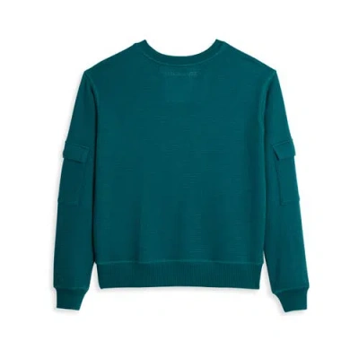 Tomboyx Modal Cloud Waffle Long Sleeve Cargo Crew In Green
