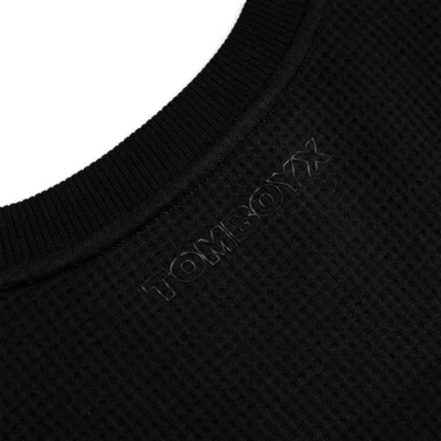Tomboyx Modal Cloud Waffle Long Sleeve Cargo Crew In Black