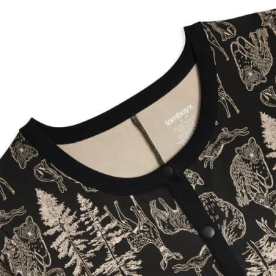 Tomboyx Long Sleeve One-piece Pajama Jumpsuit In Black