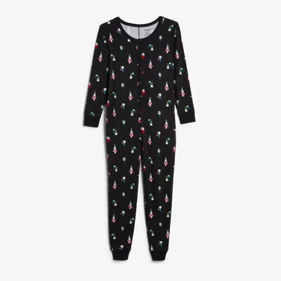 Tomboyx Long Sleeve One-piece Pajama Jumpsuit In Black