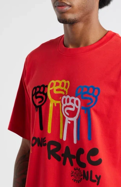 Vic Garcia World Human Race Cotton Graphic T-shirt In Red