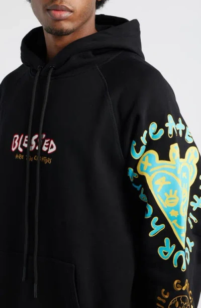 Vic Garcia World Blessed Emroidered Cotton Pullover Hoodie In Black