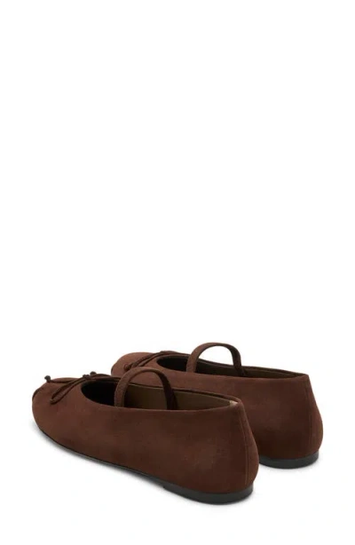 Stuart Weitzman Prima Suede Mary Jane Ballerina Flats In Brown