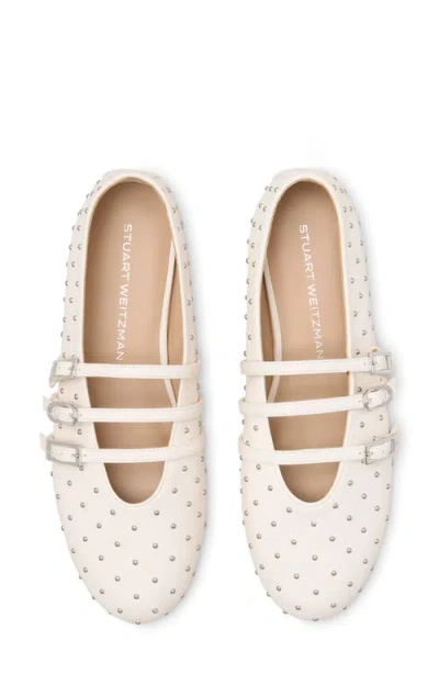 Stuart Weitzman Sostud Mary Jane Ballet Flat In White