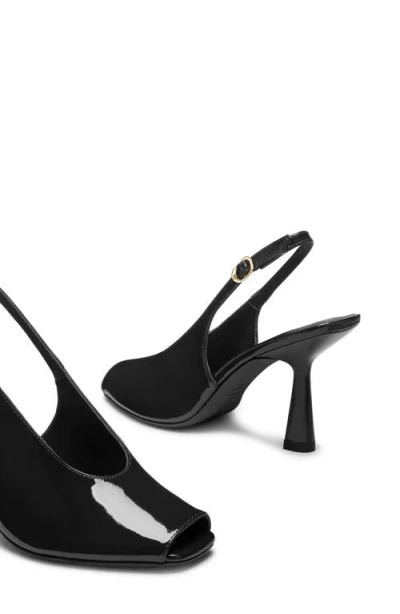 Stuart Weitzman 85mm Val Patent Leather Slingback Pumps In Black