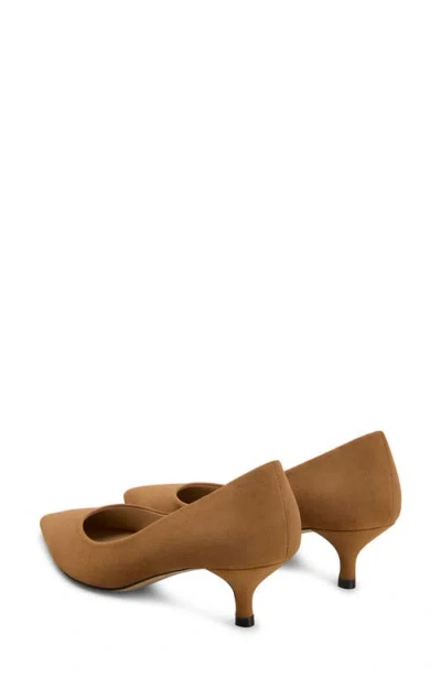 Stuart Weitzman Power Pointed Toe Kitten Heel Pump In Brown