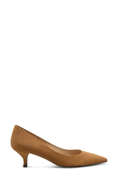 Stuart Weitzman Power Pointed Toe Kitten Heel Pump In Brown