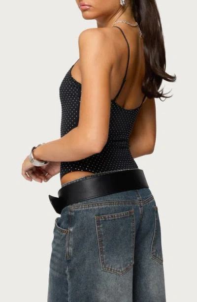 Edikted Georgey Rhinestone Bodysuit In Black