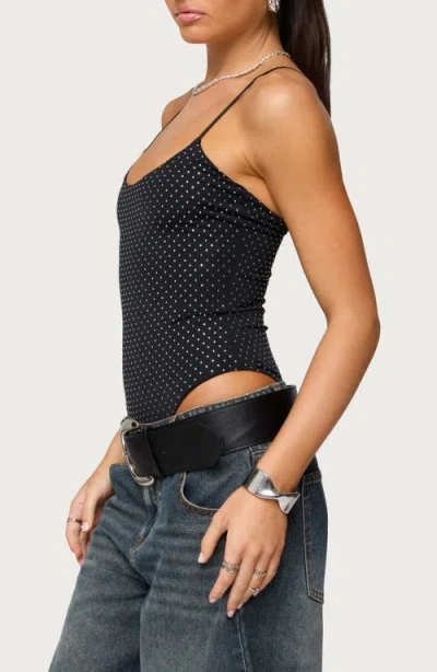 Edikted Georgey Rhinestone Bodysuit In Black