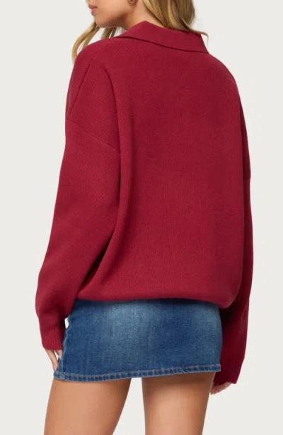 Edikted Lorie Oversize Polo Sweater In Burgundy
