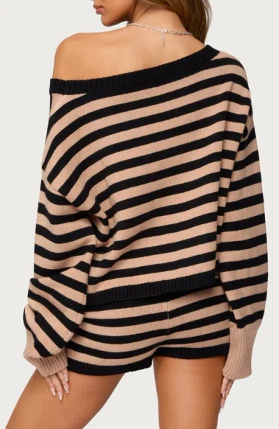 Edikted Saphi Stripe Oversize Knit Top In Neutral