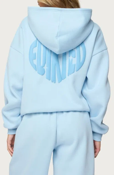 Edikted Major Love Logo Hoodie In Blue