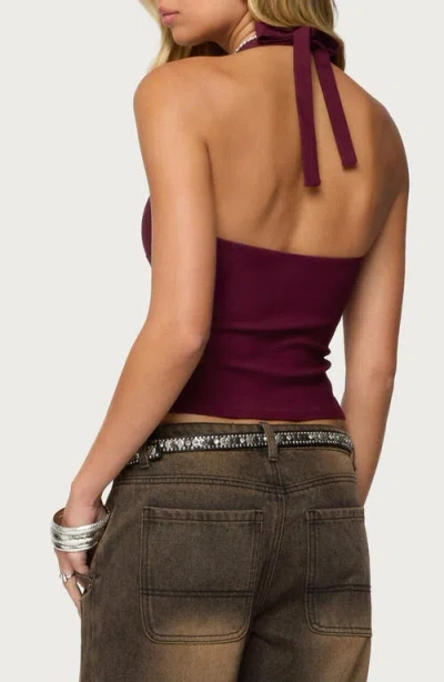 Edikted Dara Halter Top In Burgundy