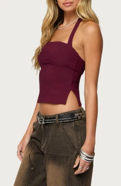 Edikted Dara Halter Top In Burgundy