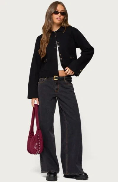 Edikted Lorne Compact Knit Jacket In Black