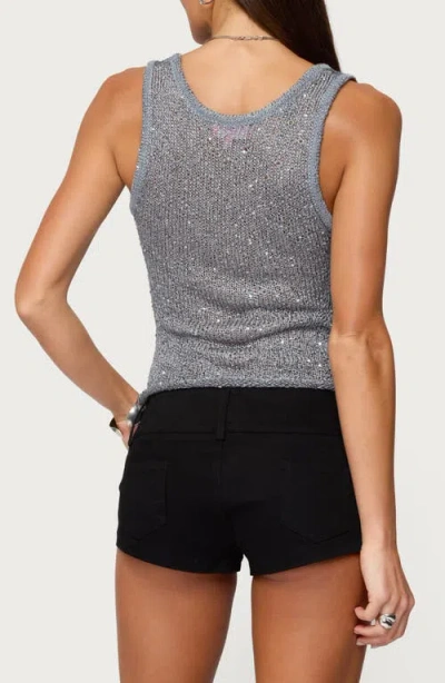 Edikted Eleora Sequin Knit Tank In Gray