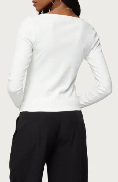 Edikted Tanya Fitted V-neck Cardigan In White