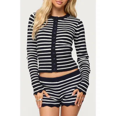 Edikted Soren Stripe Cardigan In Black