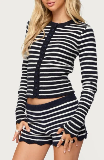 Edikted Soren Stripe Cardigan In Black