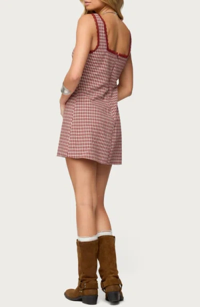 Edikted Clarren Gingham Sleeveless Minidress In Red