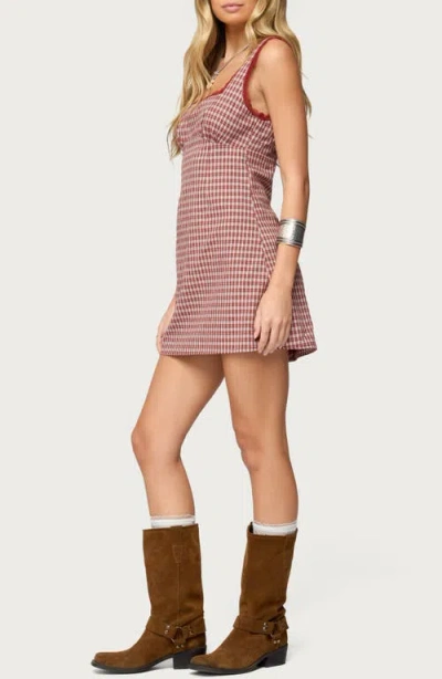 Edikted Clarren Gingham Sleeveless Minidress In Red