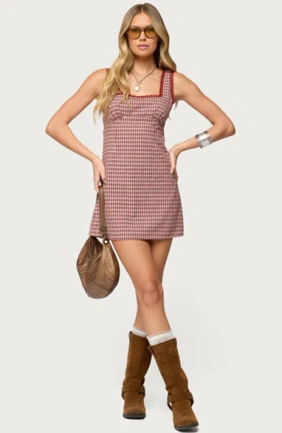 Edikted Clarren Gingham Sleeveless Minidress In Red