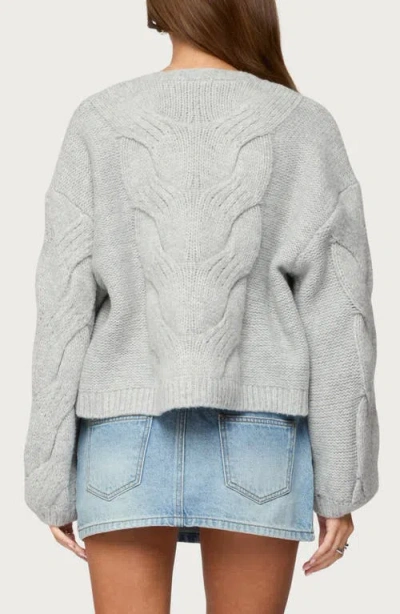 Edikted Braiden Chunky Cable Stitch Cardigan In Gray