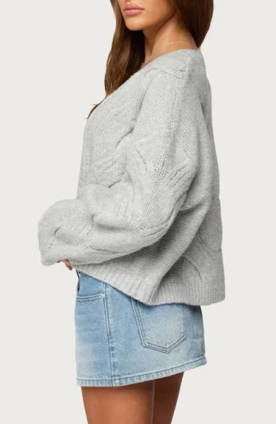 Edikted Braiden Chunky Cable Stitch Cardigan In Gray