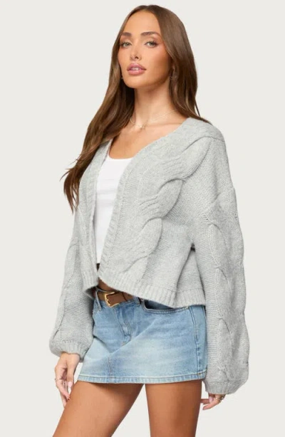 Edikted Braiden Chunky Cable Stitch Cardigan In Gray
