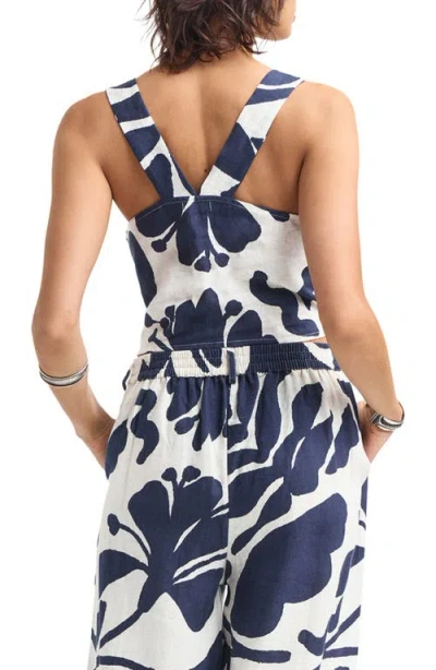 Vitamin A ® Tallows Crop Linen Cover-up Top In Blue