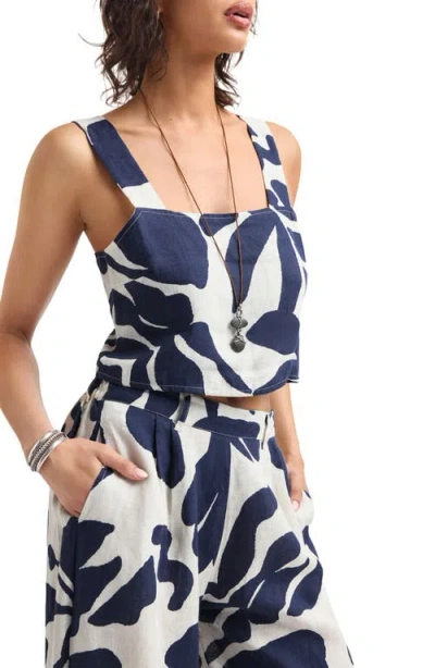 Vitamin A ® Tallows Crop Linen Cover-up Top In Blue