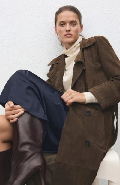 Mango Satin Maxi Skirt In Blue