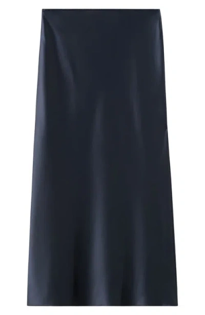 Mango Satin Maxi Skirt In Blue