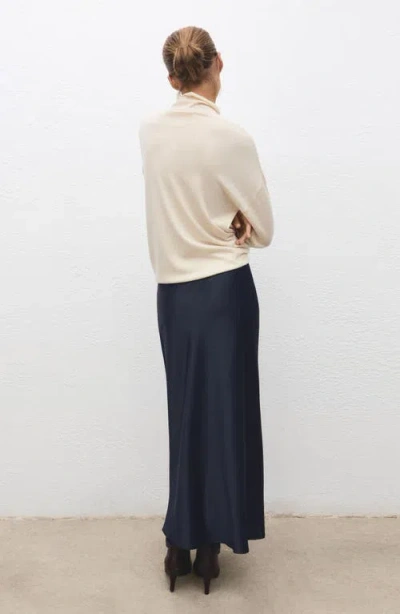 Mango Satin Maxi Skirt In Blue