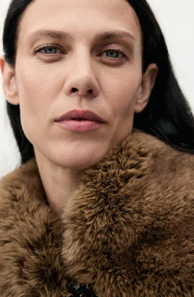 Mango Fringe Tweed Jacket With Faux Fur In Multi