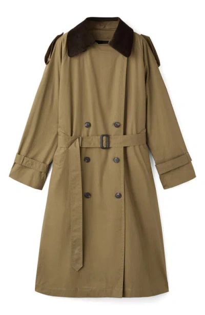 Mango Double Breasted Trench Coat In Green