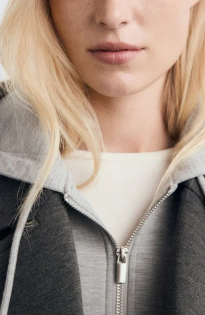 Mango Combined Hooded Jacket Medium Heather Grey In Gray