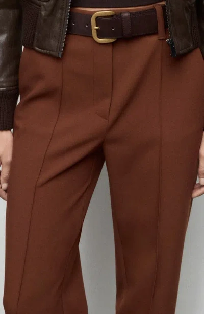 Mango Pleated Straight Leg Pants In Brown