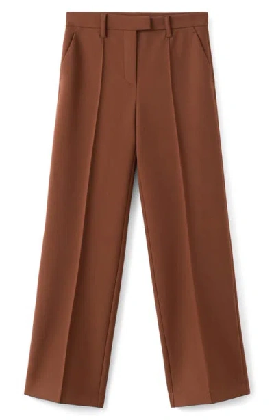 Mango Pleated Straight Leg Pants In Brown
