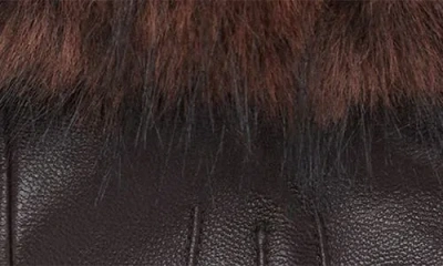 Mango Faux Fur Trim Leather Gloves In Brown