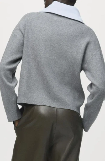 Mango Quarter Zip Turtleneck Sweater In Gray