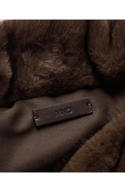 Mango Faux Fur Darwstring Clutch In Brown