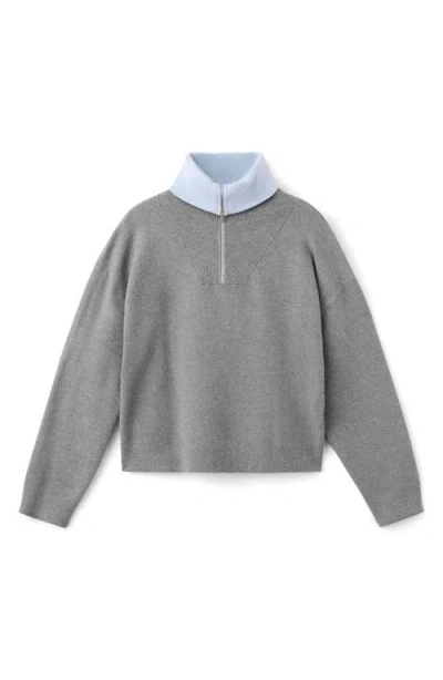 Mango Quarter Zip Turtleneck Sweater In Gray