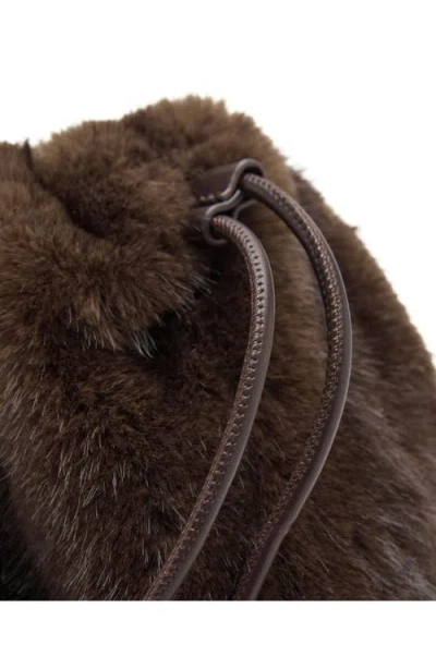 Mango Faux Fur Darwstring Clutch In Brown