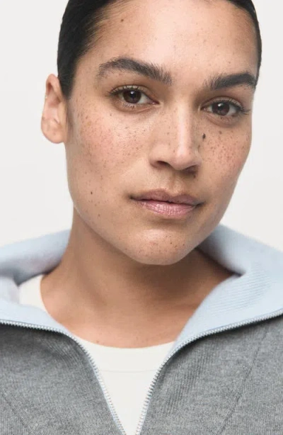 Mango Quarter Zip Turtleneck Sweater In Gray