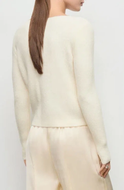 Mango Boat Neck Rib Sweater In White