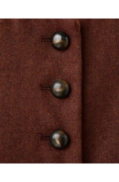 Mango Button Front Wool Blend Vest In Brown